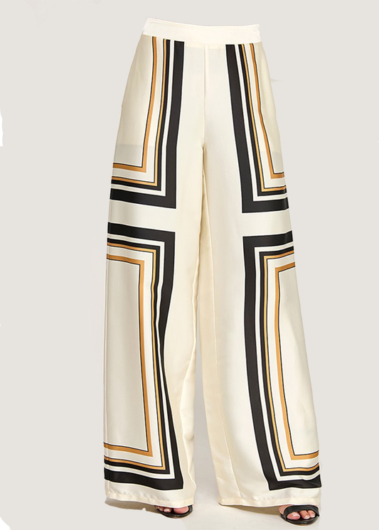 BORDER PRINT PANTS
