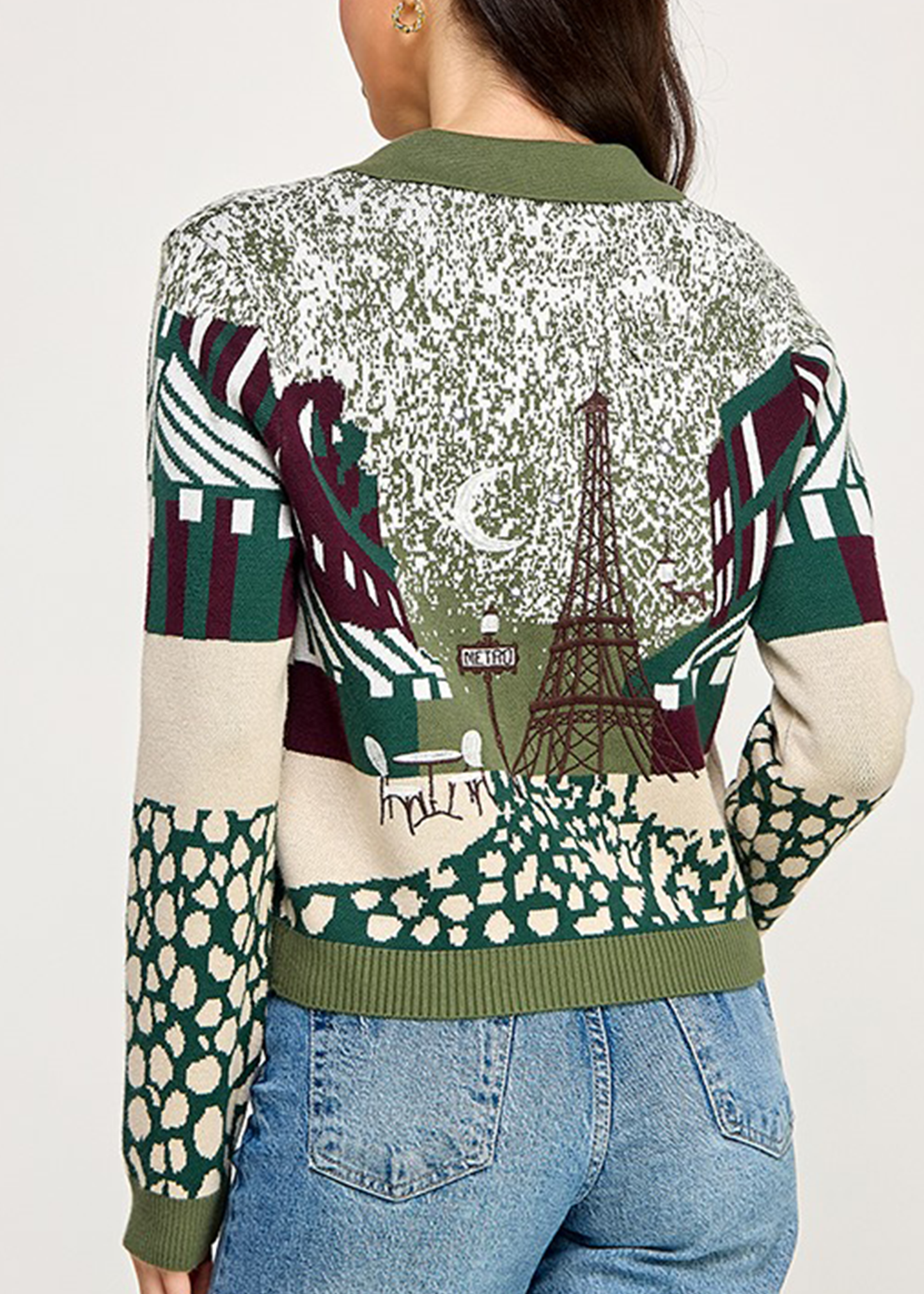 ACQUARD & EMBROIDERY LONG SLEEVE SWEATER CARDIGAN
