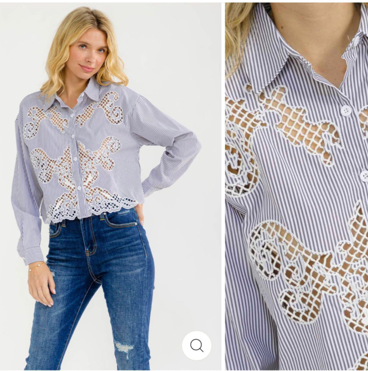 Women’s LONG SLEEVE BUTTON UP STRIPES BLOUSE