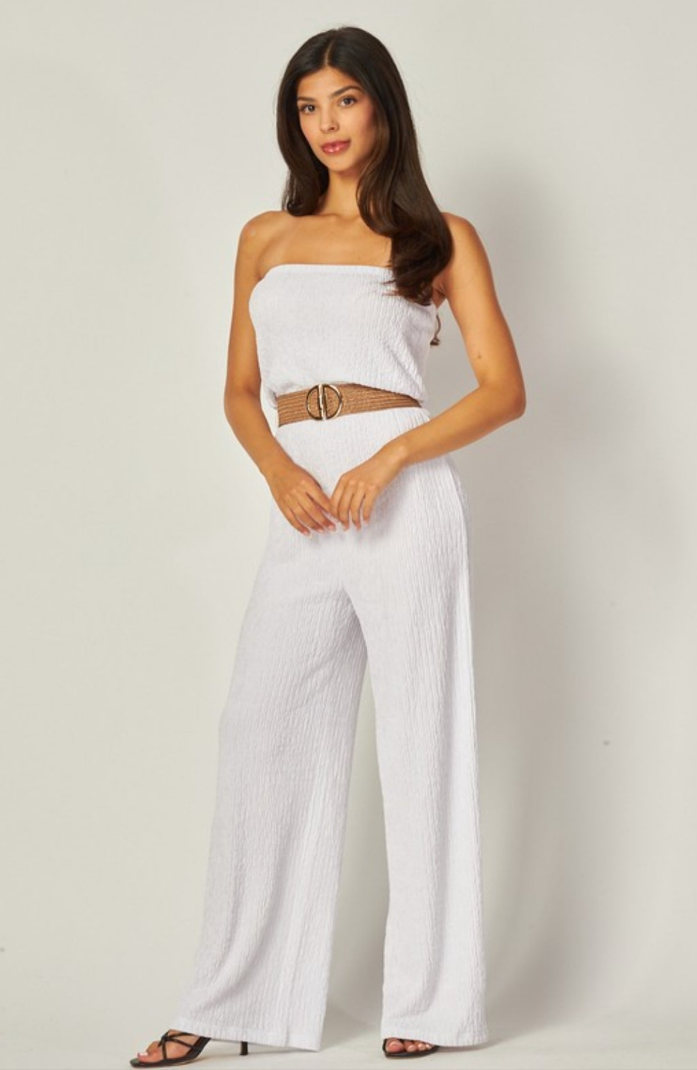 Iris Strapless Belted Wide Leg Jumpsuit