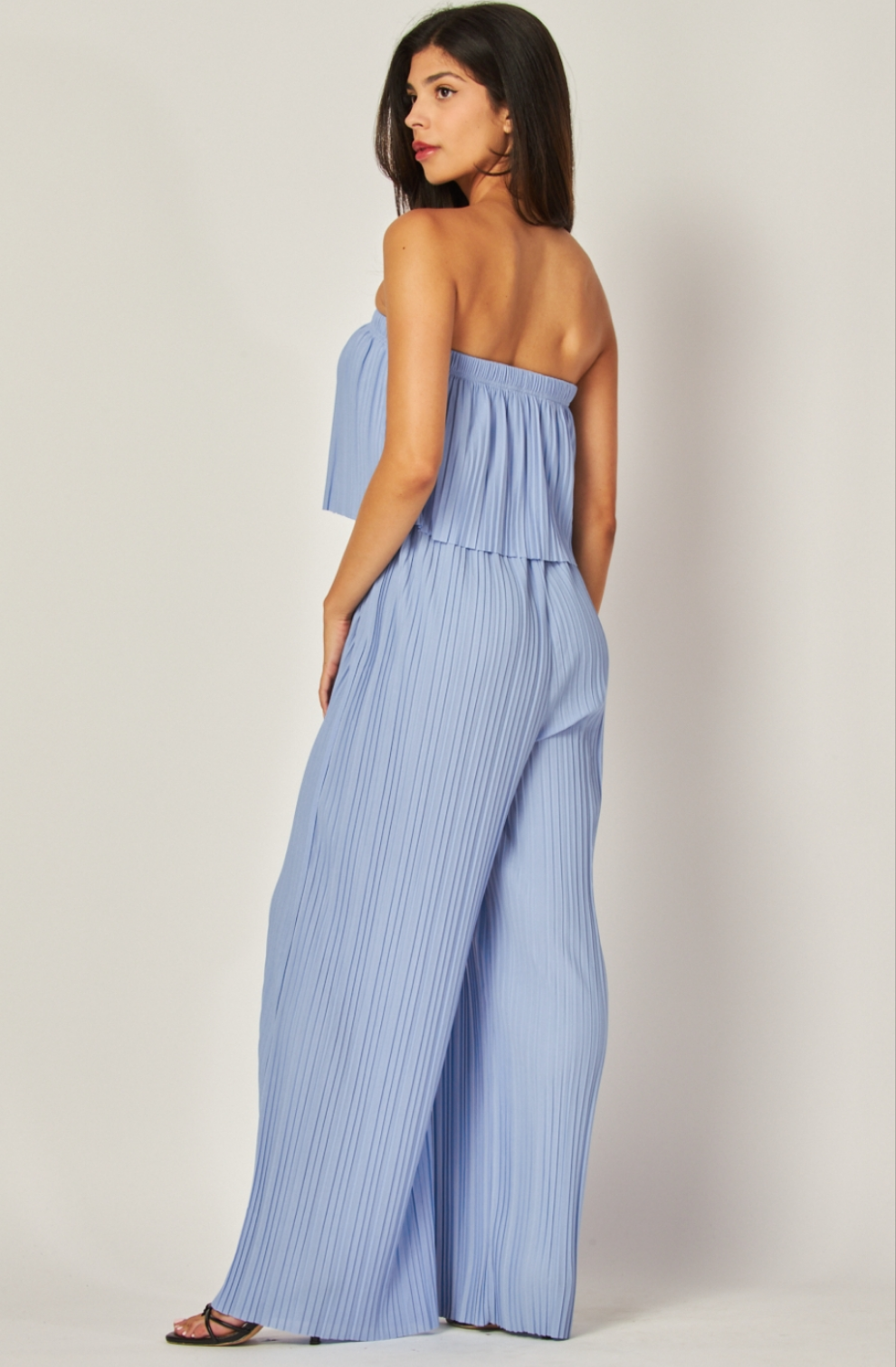 Venezia Pleated Strapless Jumpsuit | CHAMBRAY BLUE