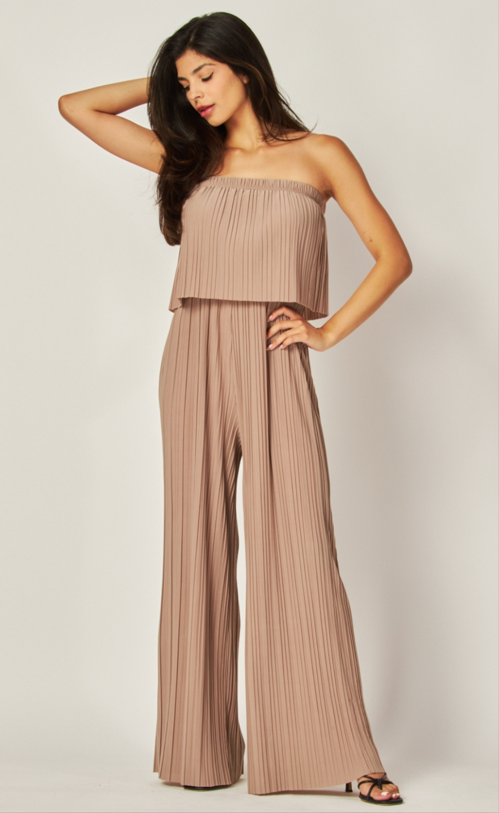 Strapless popover read jumpsuit