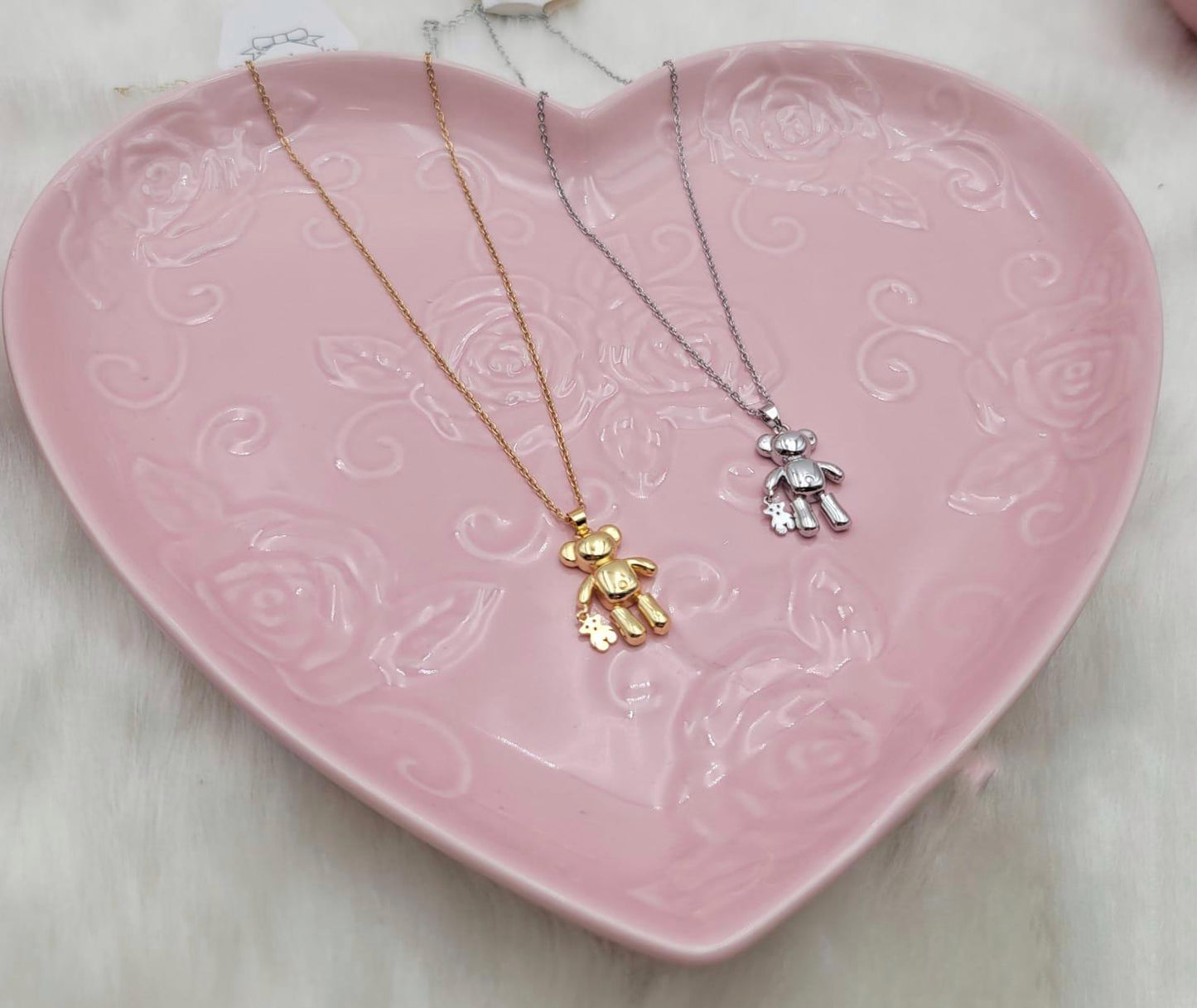 Collar en gold plate | Collar de oso