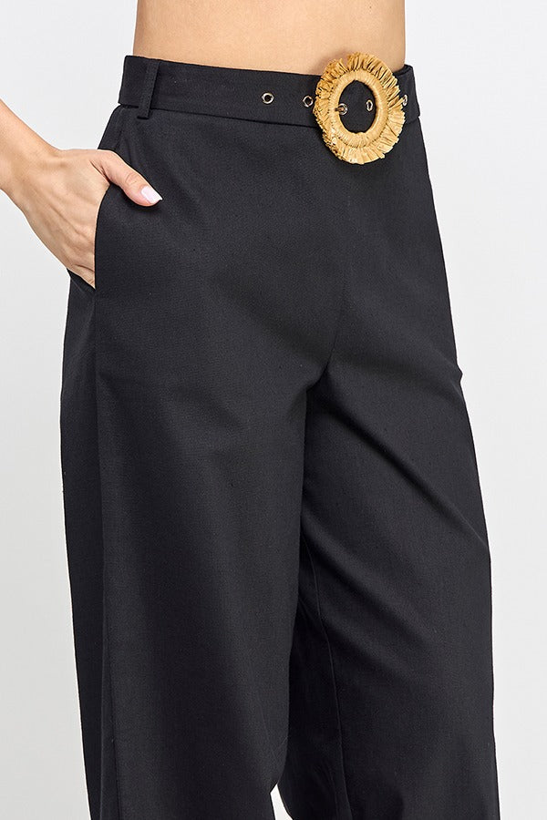 BELTED LINEN TROUSER