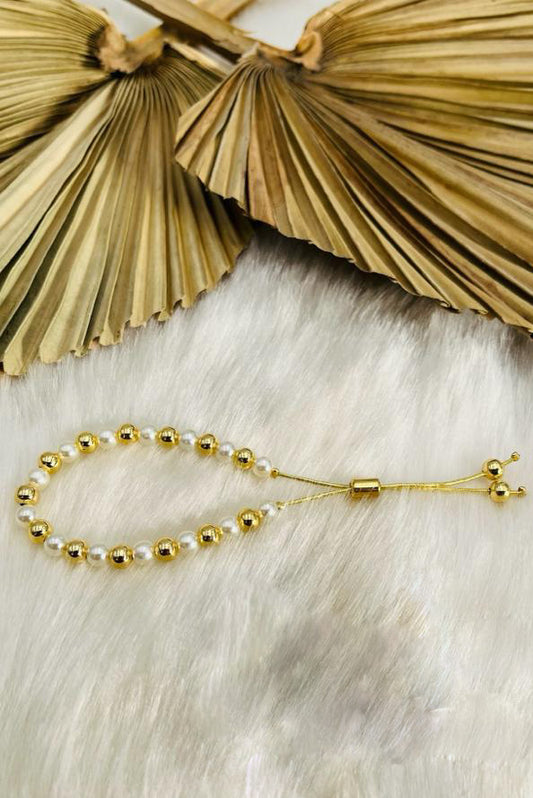 Pulsera gold plate | Pulsera en perlas y gold plate
