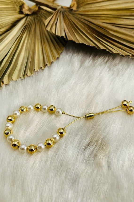 Pulsera gold plate | Pulsera en perlas y gold plate