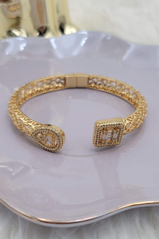 Pulsera gold plate| Pulsera con rhinestone en gold plate