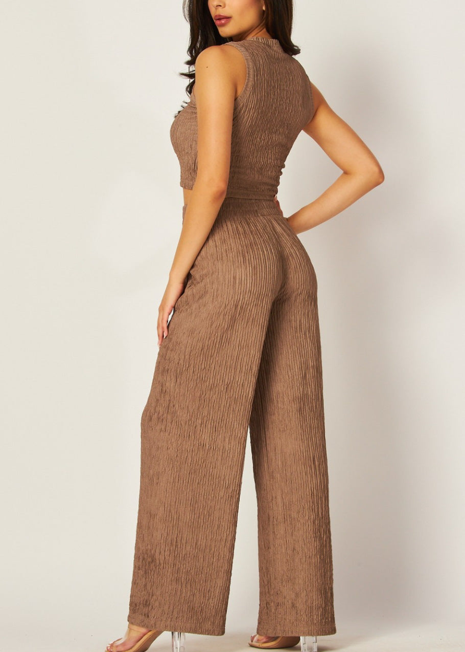 2 PC Set | Tank Top | Elastic waistband pull on wide leg pants
