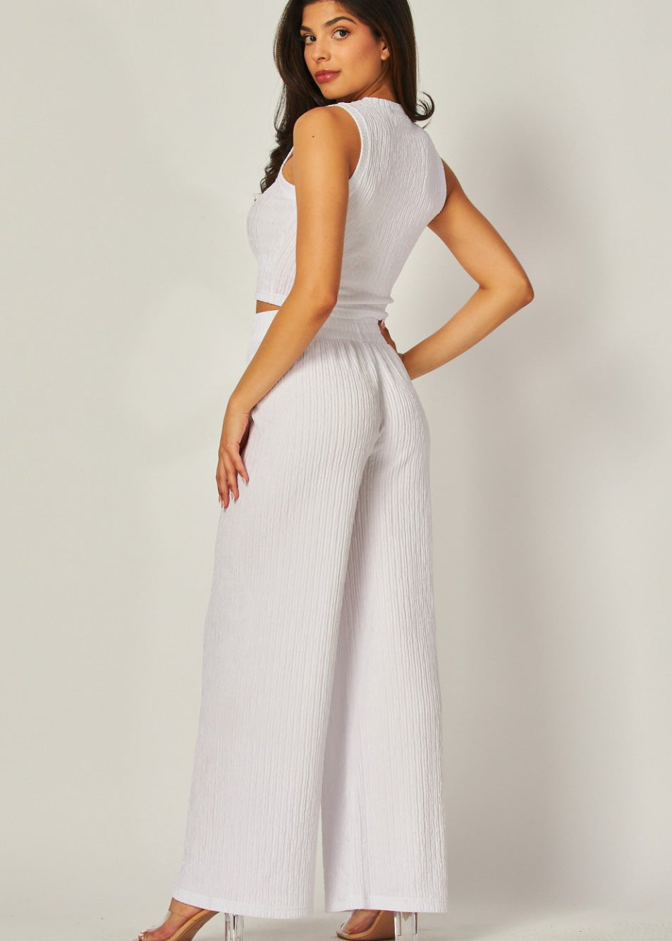 2 PC Set | Tank Top | Elastic waistband pull on wide leg pants