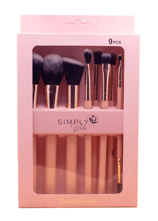 9-Piece Makeup Brush Set – Pink & Purple Precision