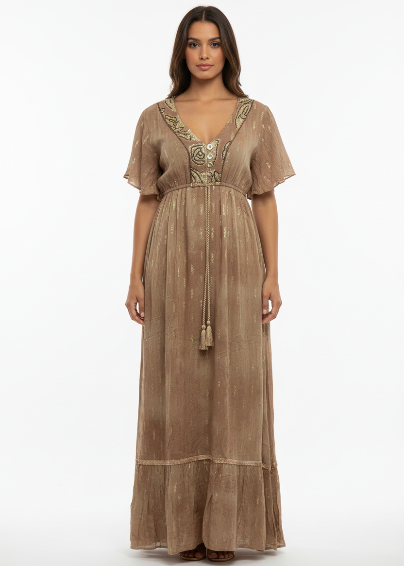 Traje Bohemio largo con mangas de Mariposa