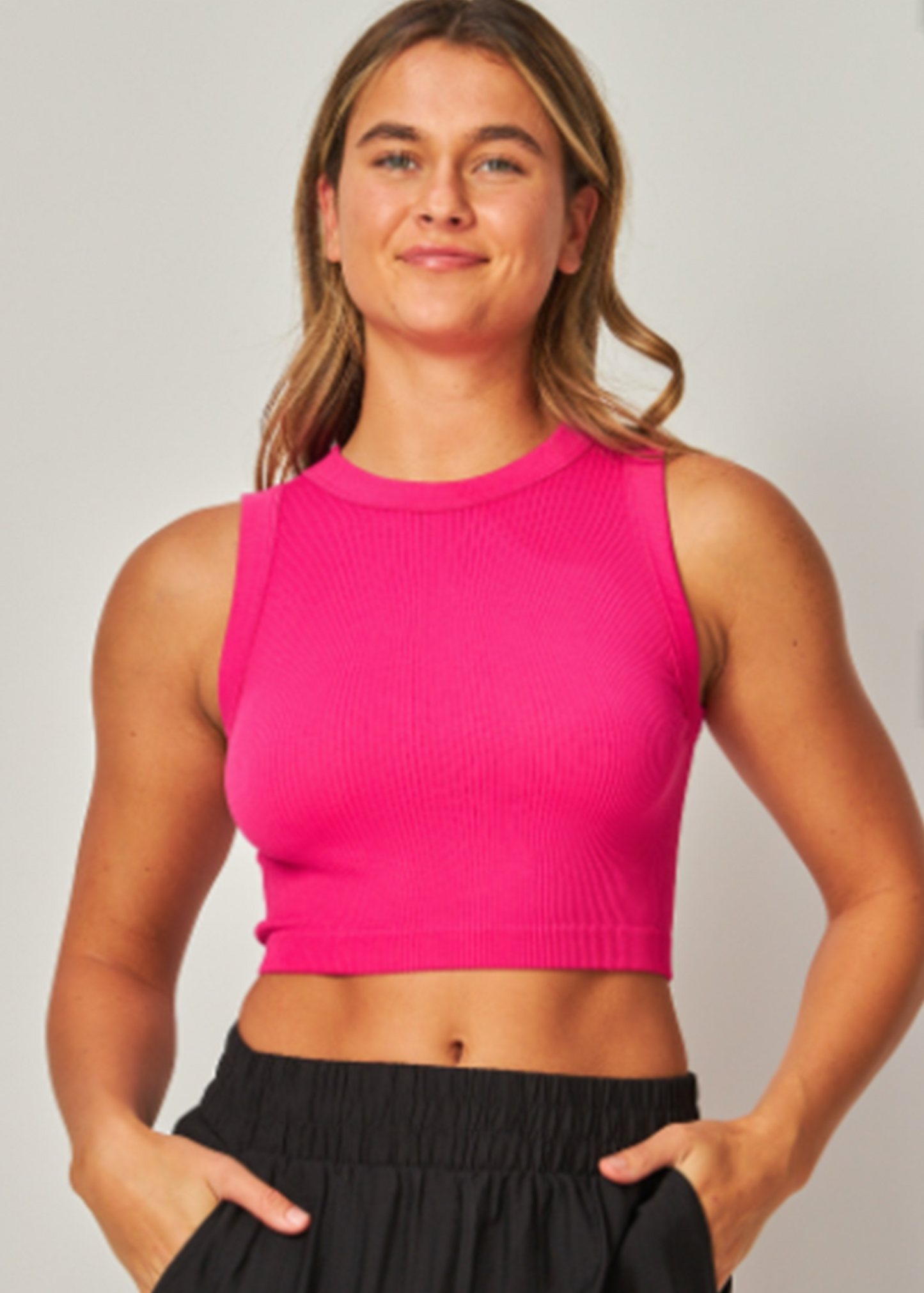 High Neck Crop Top | Blusa | Color Fuchsia