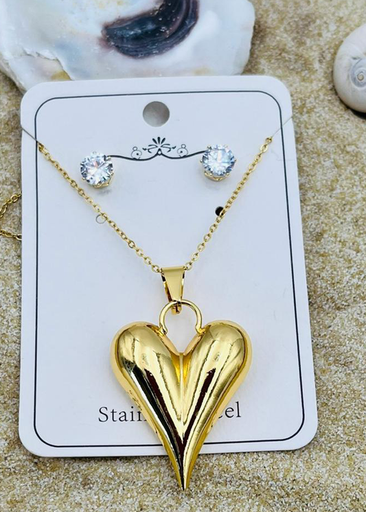 Collar en Stainless Steel | Estilo de corazón | Set de Collar y pantallas