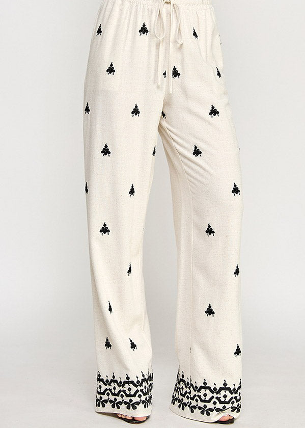 EMBROIDERY DETAIL PULL ON PANTS