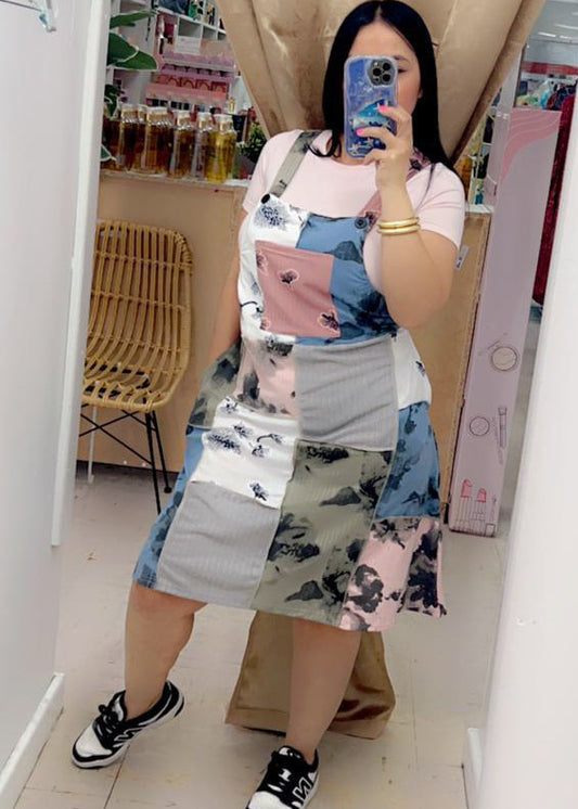 Overall Floral Patchwork Dress