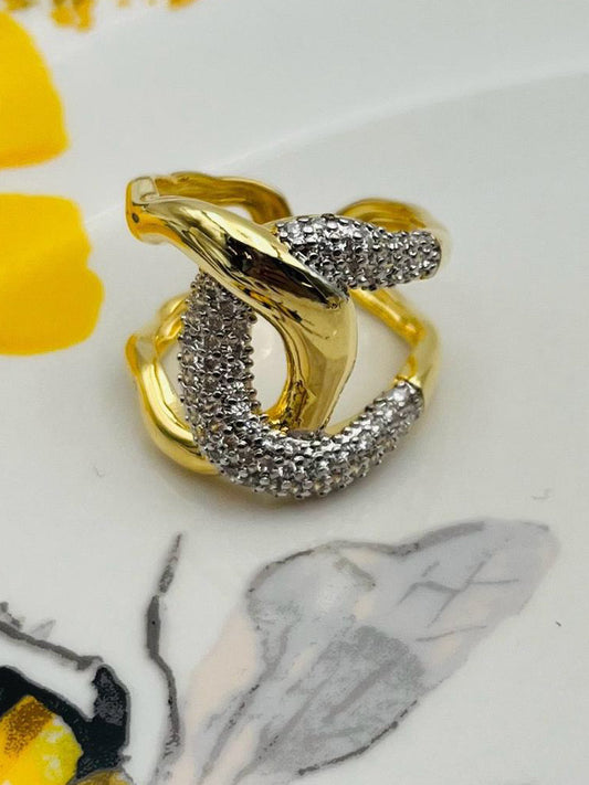 Sortija dos Tonos con Rhinestones