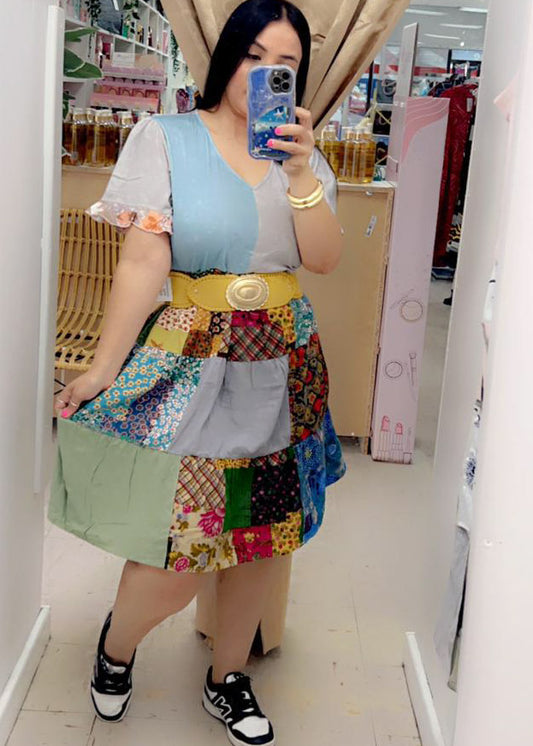 Dress Floral Bohemian Vibe Patchwork