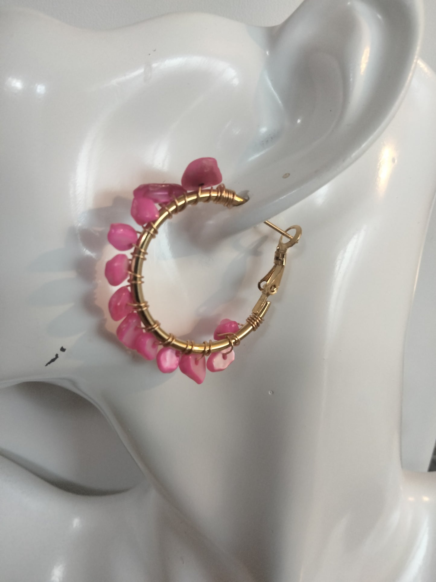 Pantallas de Argollas en gold plate y piedras finas