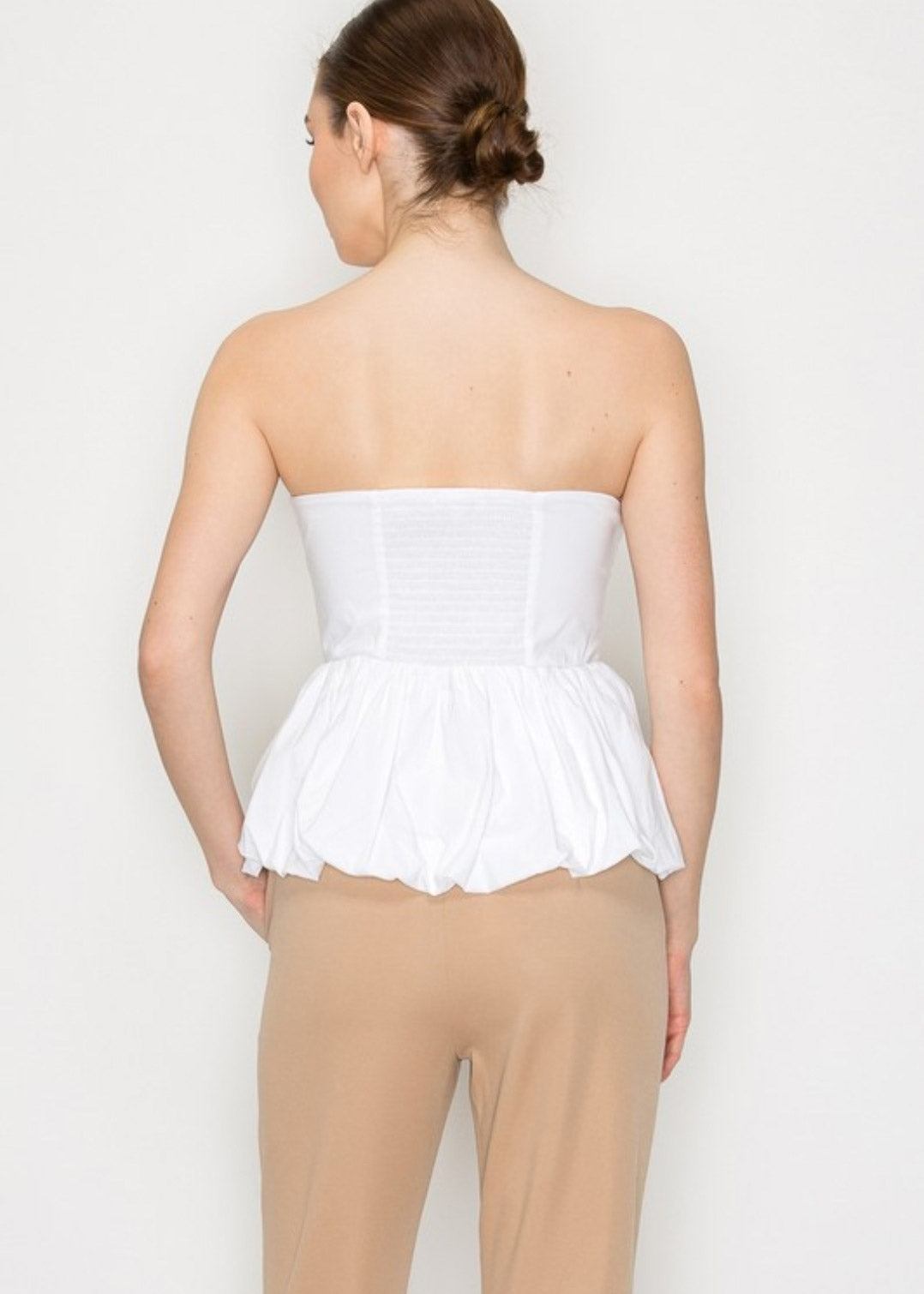 STRAPLESS BALLOON TOP (WOVEN)