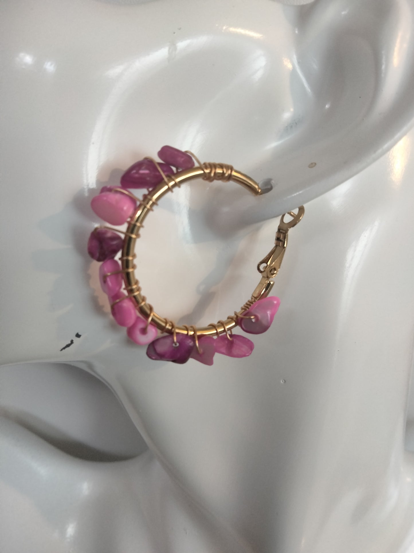 Pantallas de Argollas en gold plate y piedras finas