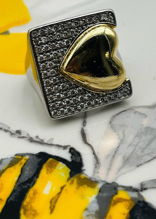 Sortija con Corazón y Rhinestones