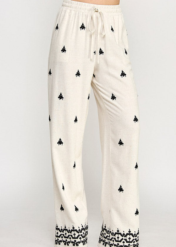 EMBROIDERY DETAIL PULL ON PANTS