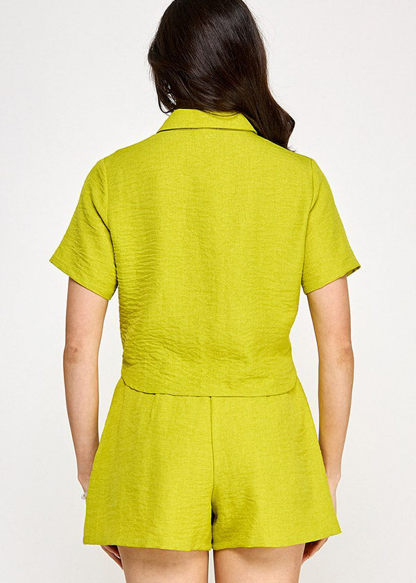 SSLV EMBROIDERY SHIRTS W/ SHORTS SET | Verde