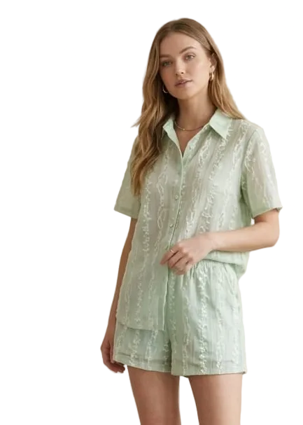 Set de Dos piezas | Blusa de Botones y pantalón corto