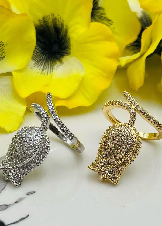 Sortija con rhinestones diseño de rosas