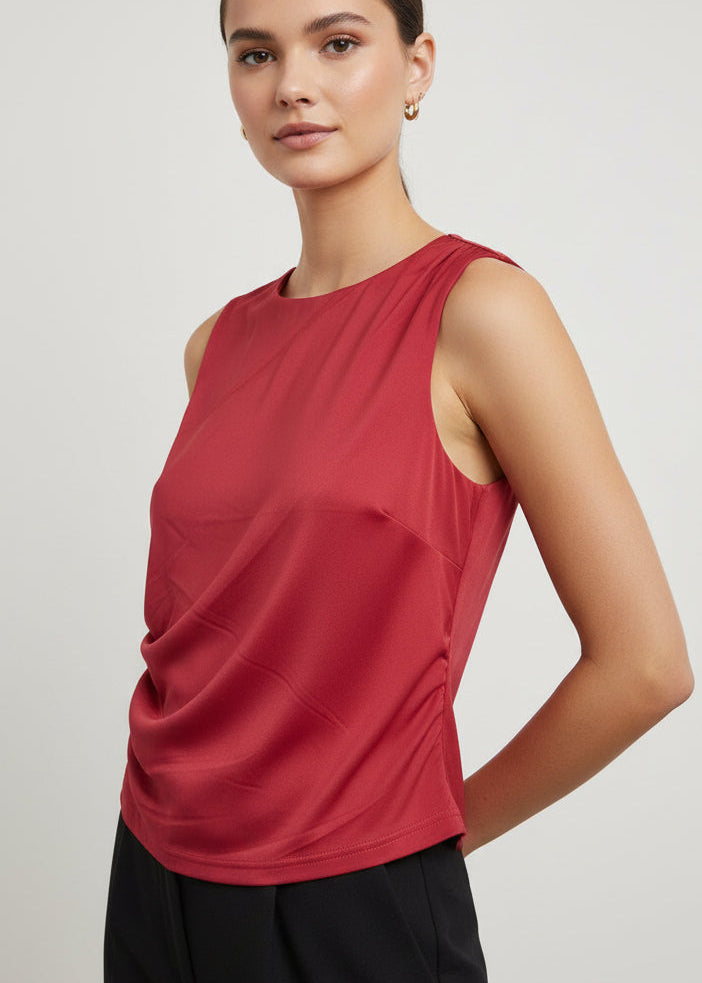 Color Red | Contour Drapey Jersey Boatneck Top
