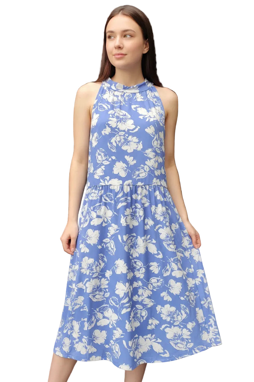 Traje largo sin mangas floreado