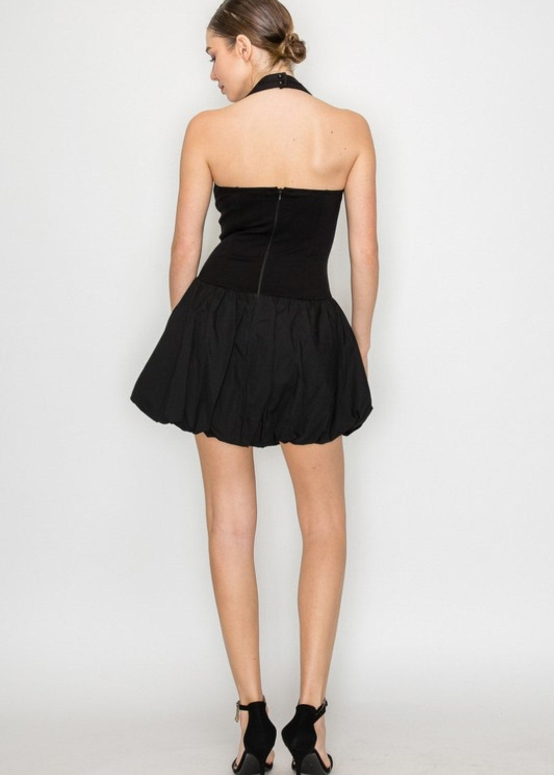 HALTER BALLON MINI DRESS