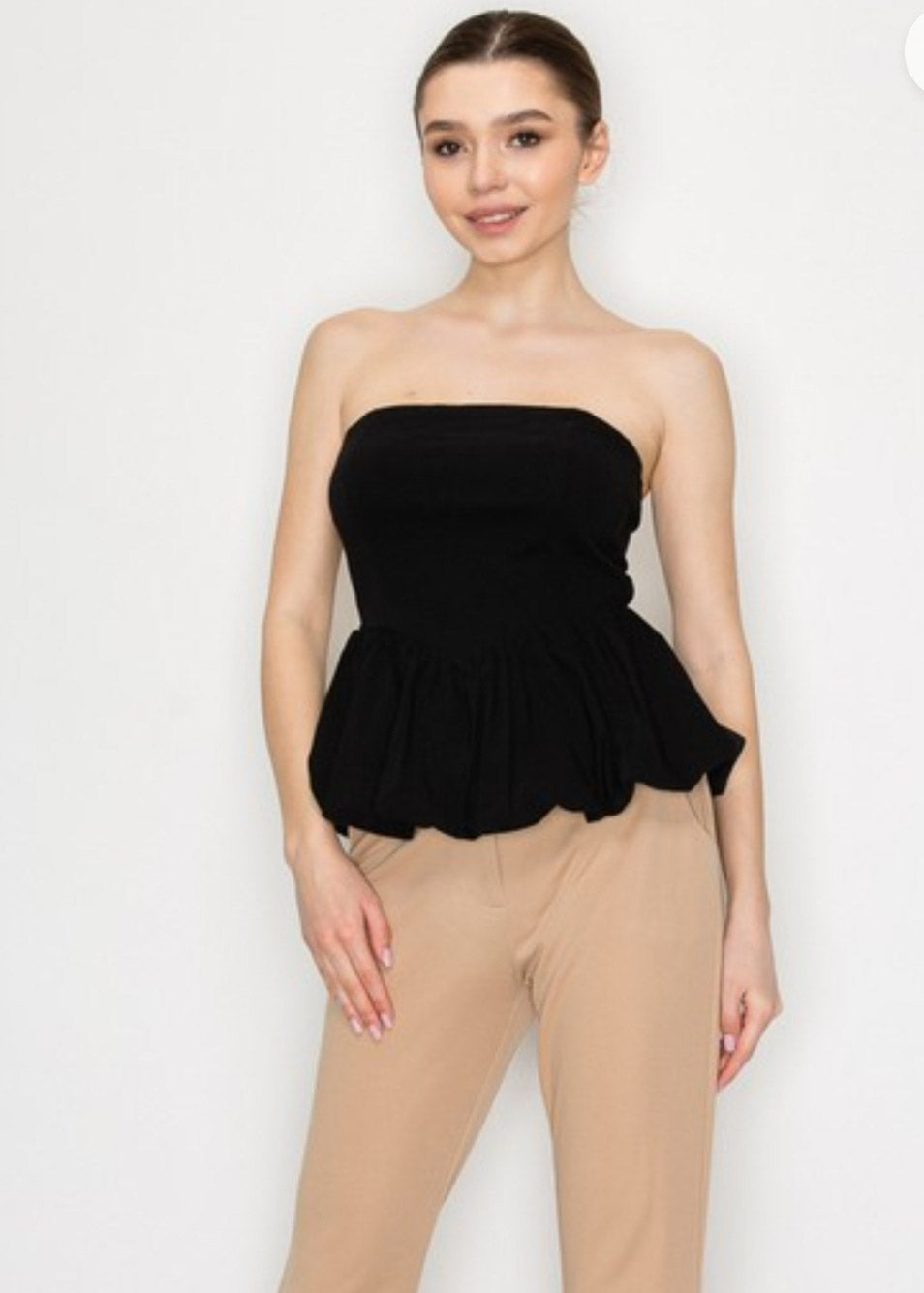 STRAPLESS BALLOON TOP (WOVEN)