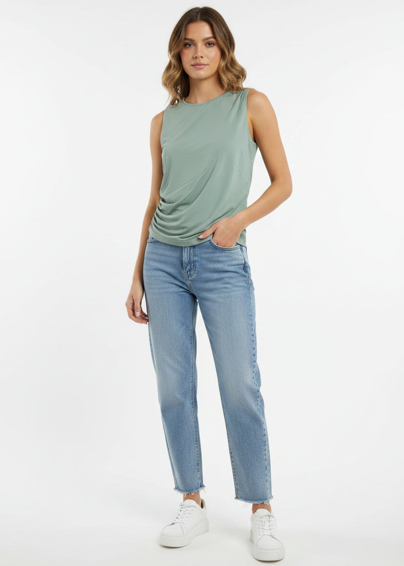 Color Seafoam | Contour Drapey Jersey Boatneck Top