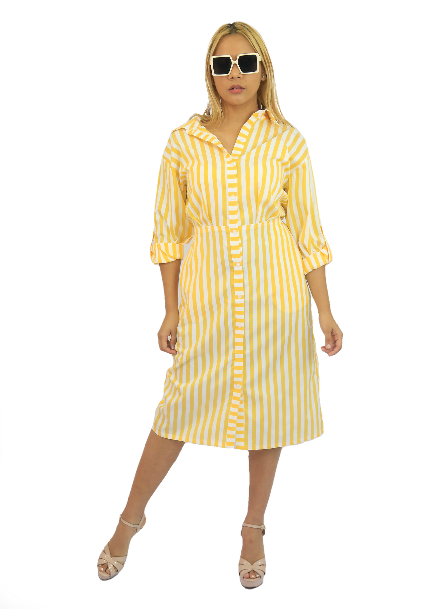 Vestido maxi estampado de rallas