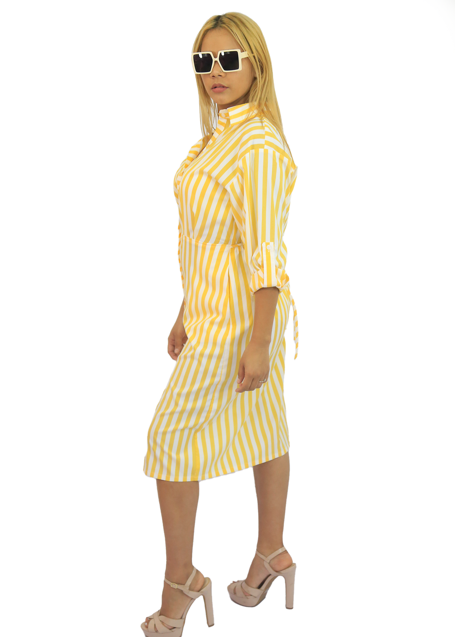 Vestido maxi estampado de rallas