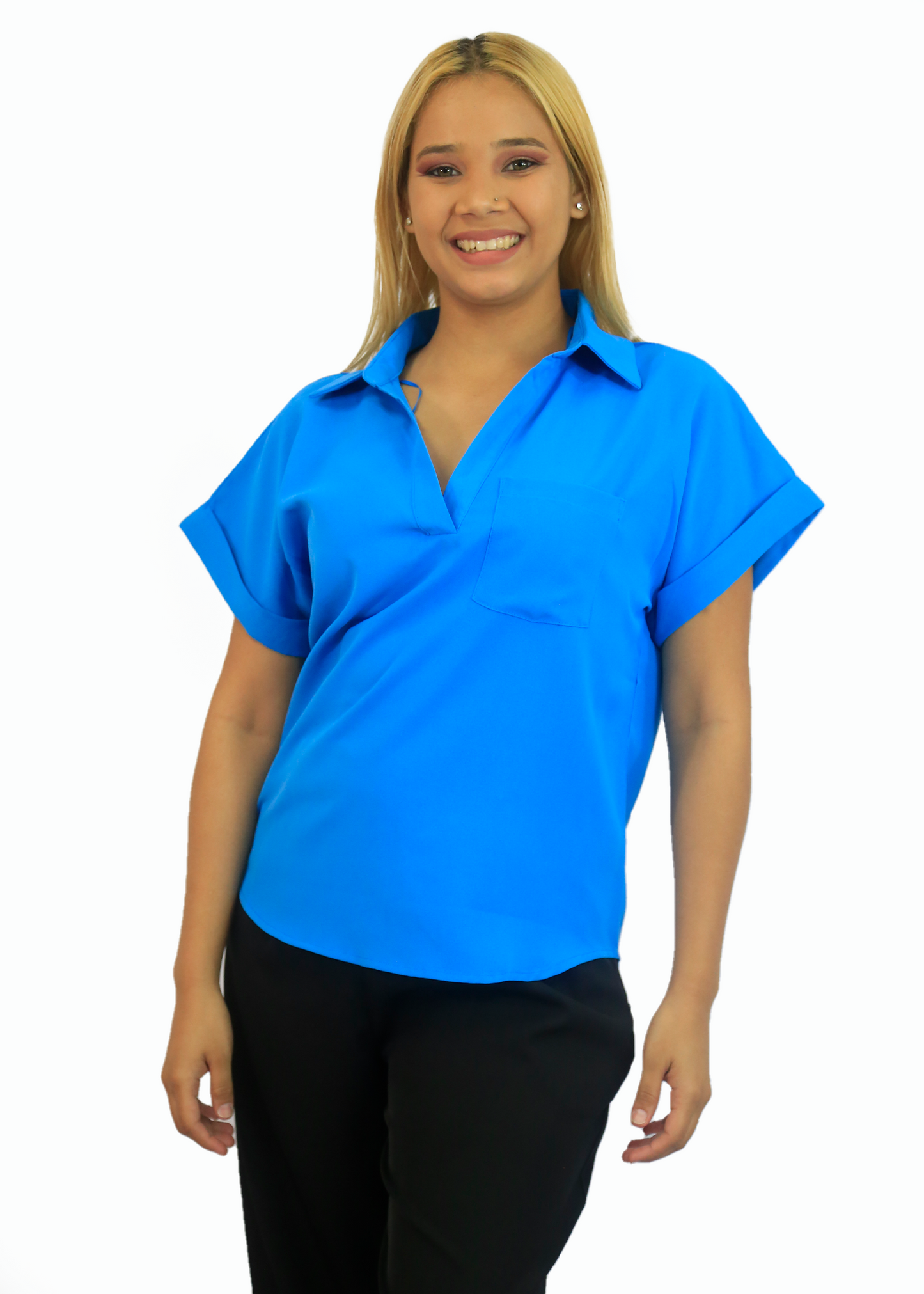 Blusa mangas cortas de color solido