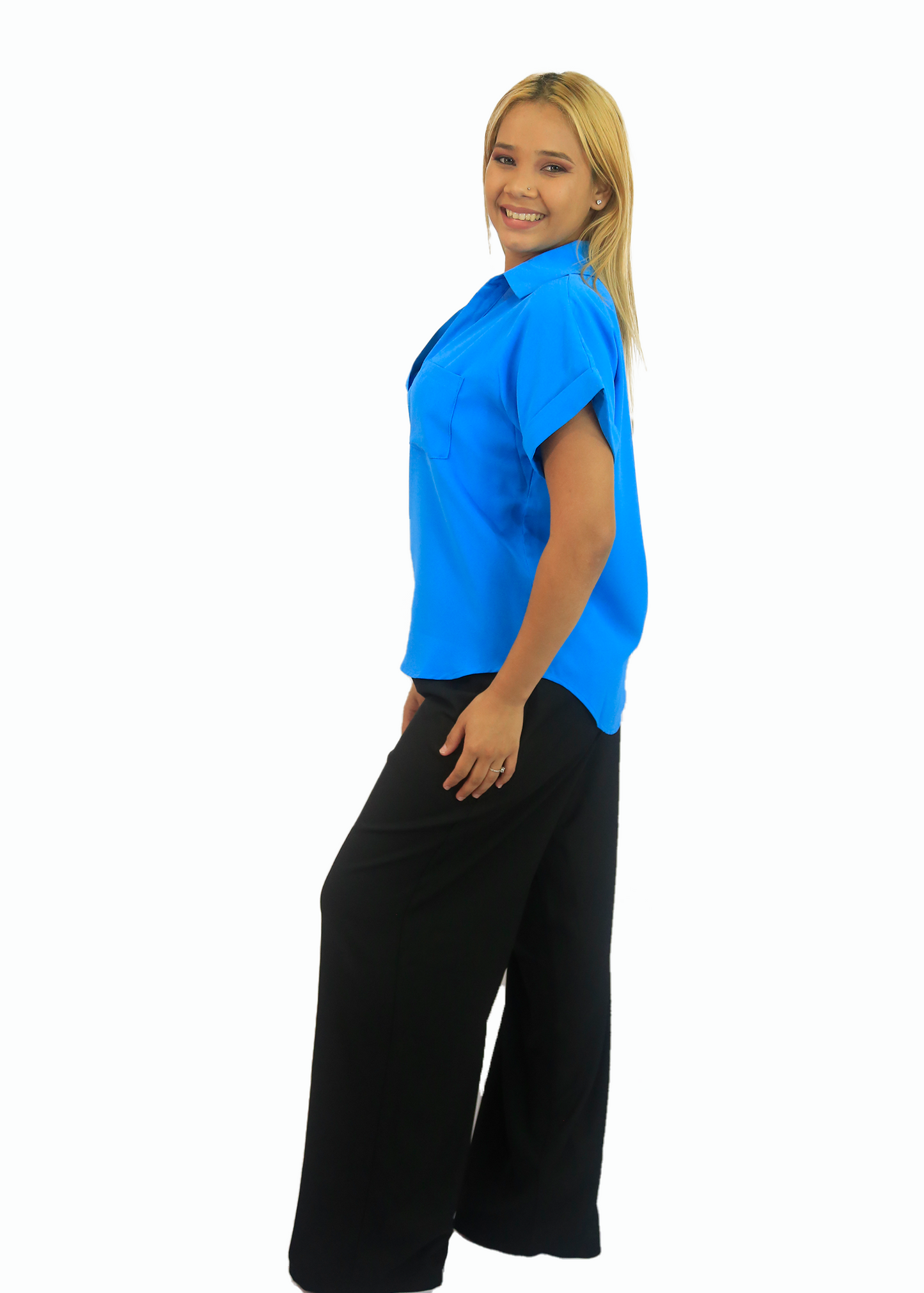 Blusa mangas cortas de color solido