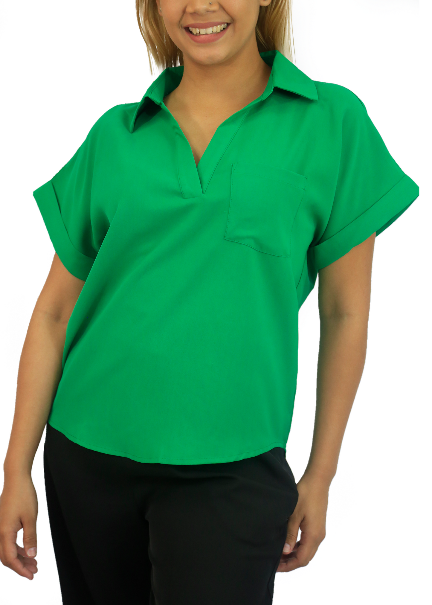 Blusa mangas cortas de color solido