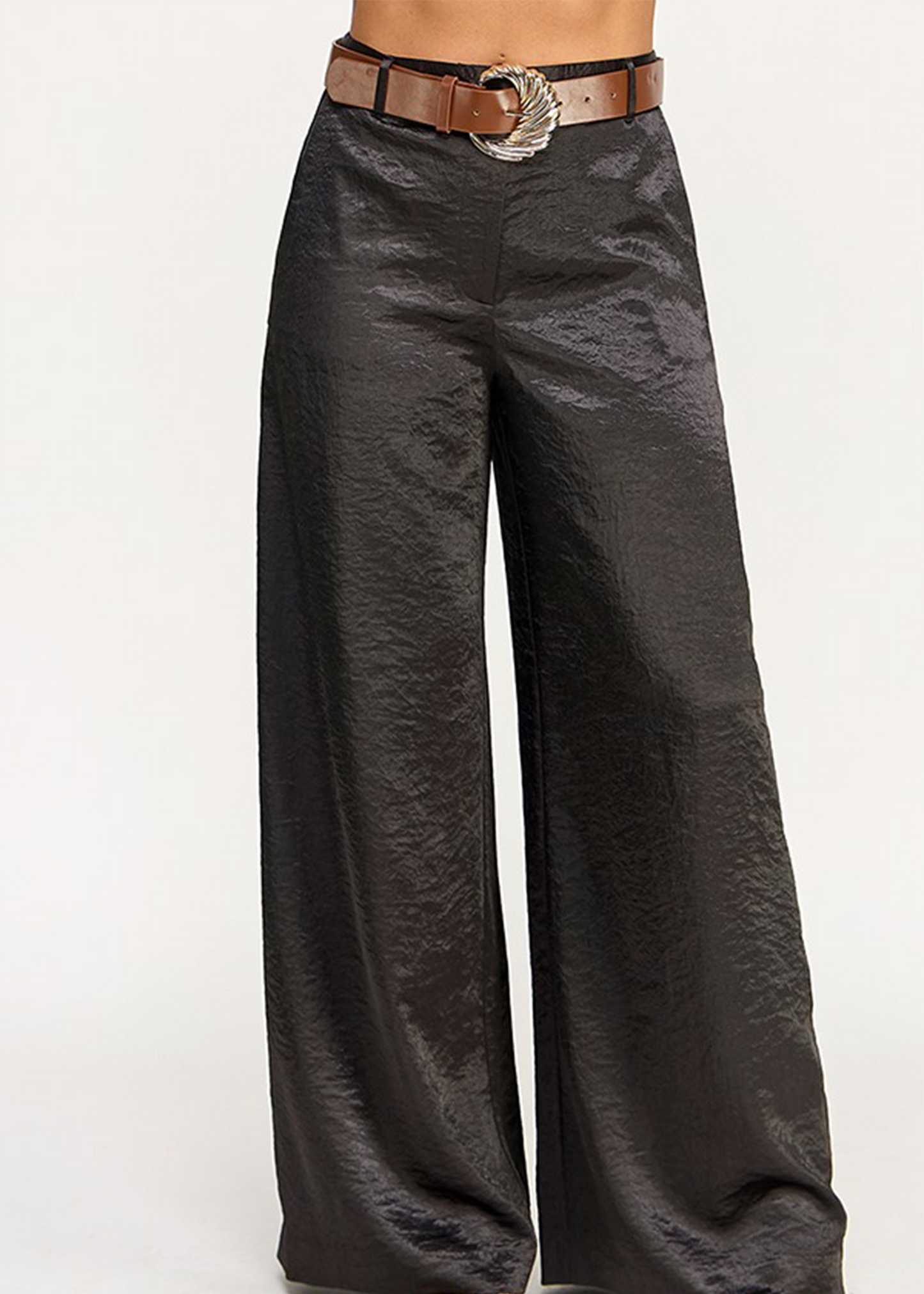 BELTED WIDE LEG PANTS | BK