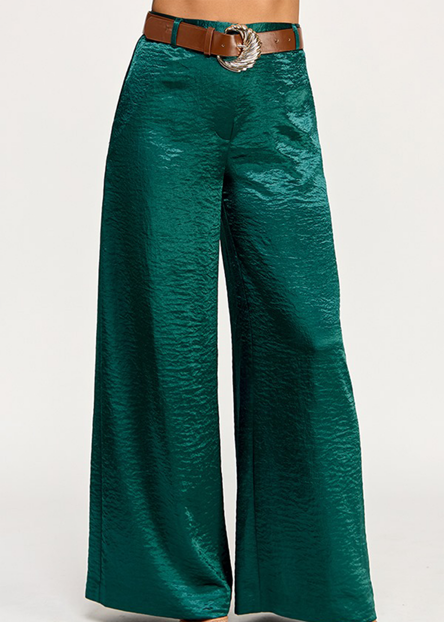 BELTED WIDE LEG PANTS | GREEN