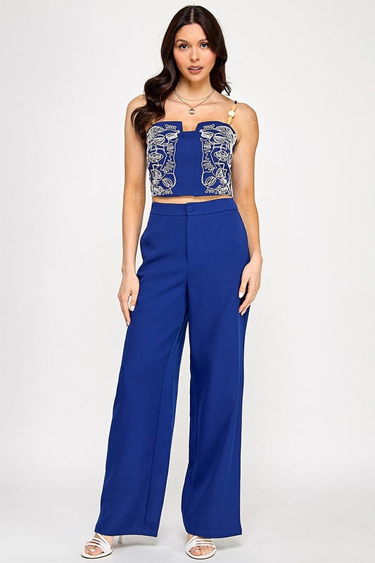 Embroidery detail top & pants set