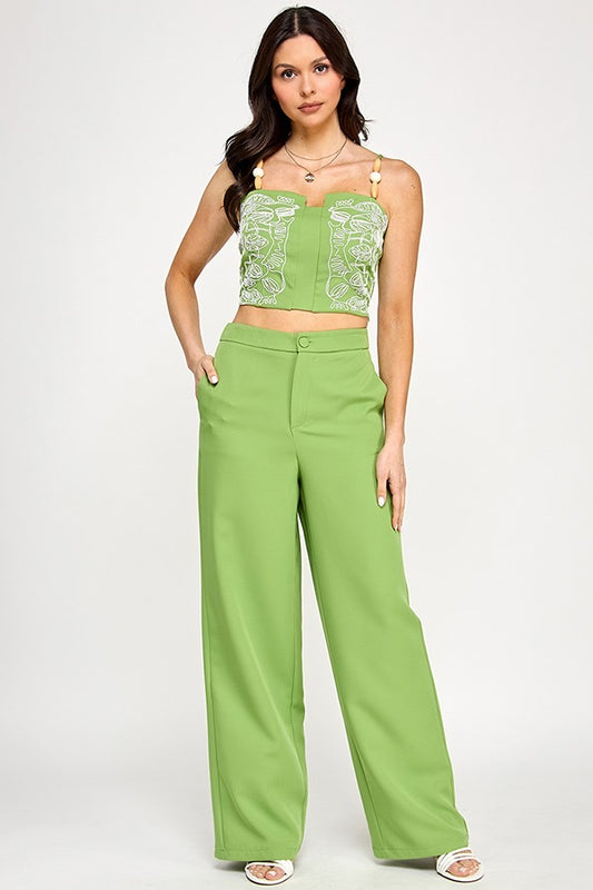 Embroidery detail top & pants set