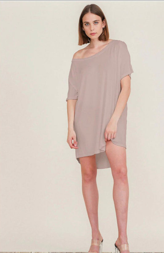 Woman Short Sleeve Of Shoulder Tunic mini Dress