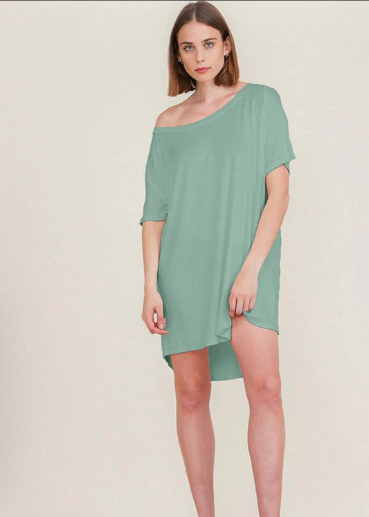 Women’s short sleeve of Shoulder tonic mini Dress