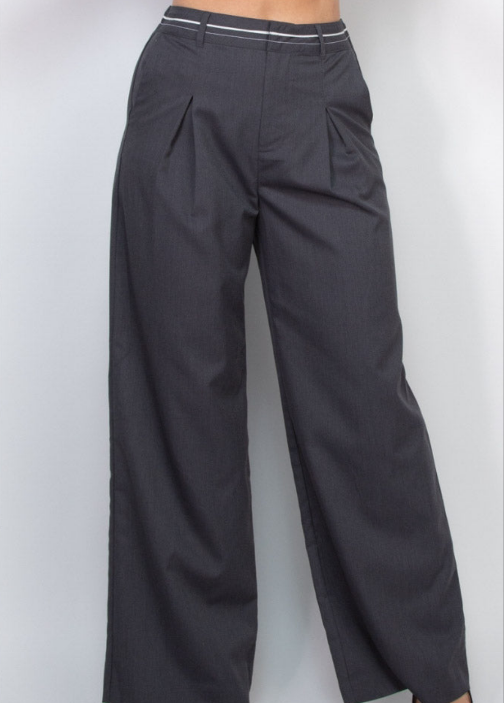 Pinstripe Wide-Leg Pintuck Pants