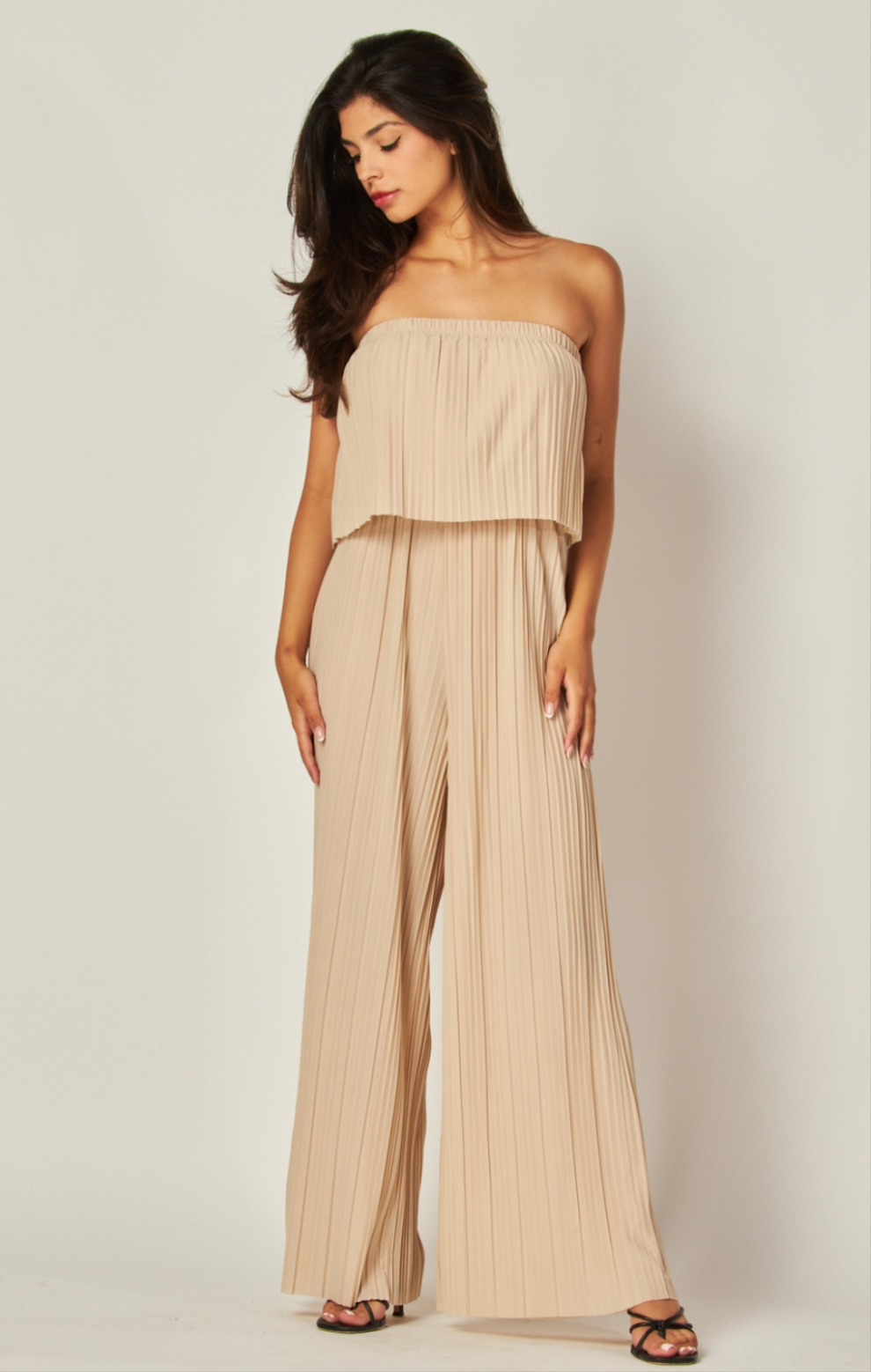 Venezia Pless Jumpsuit | Nude