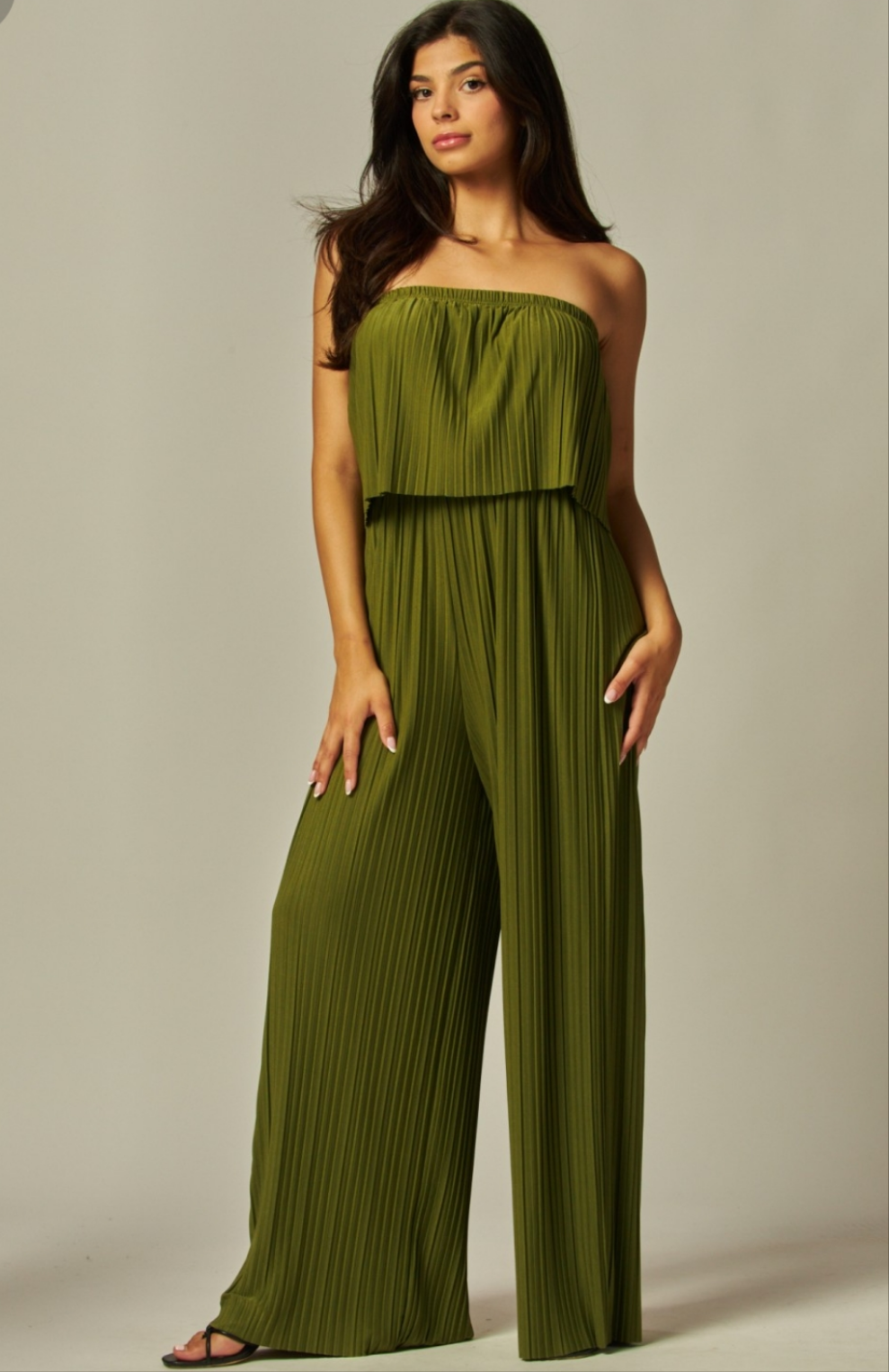 Venezia Pleated Strapless Jumpsuit | CACTUS