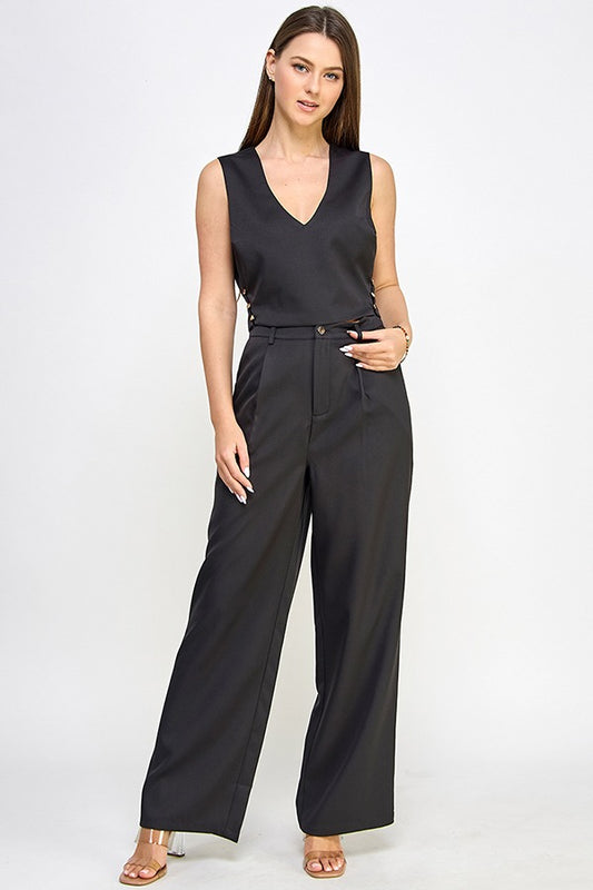 SLVLS SIDE BTN OPEN TOP W/ LONG PANTS SET