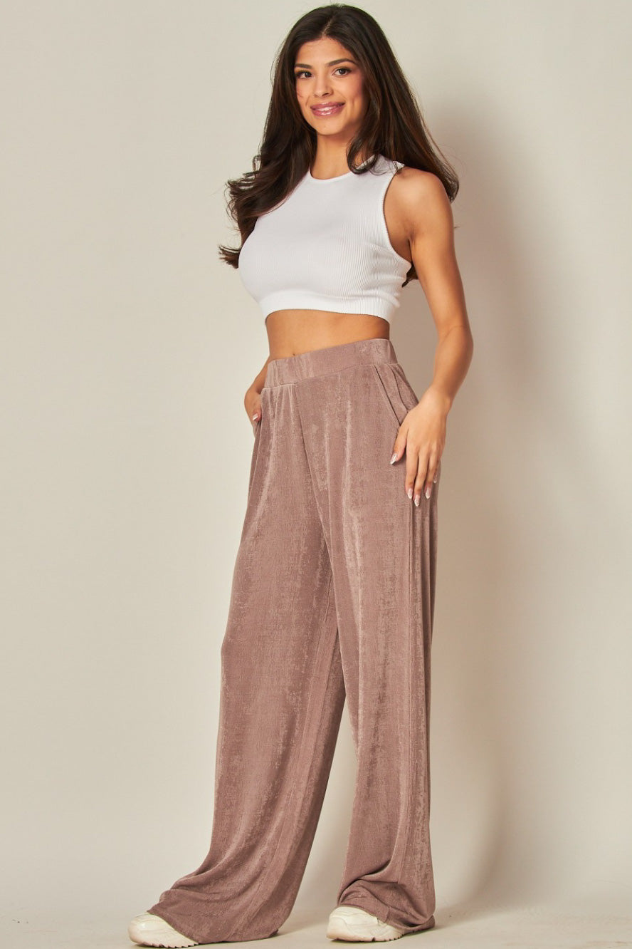 Acetate Slinky Wide Leg Pants